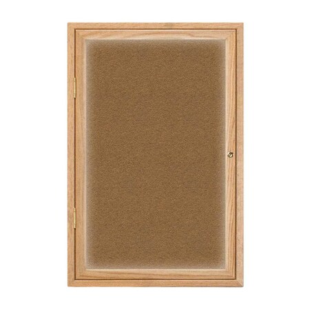 United Visual Products Triple Door Enclosed Radius EZ Tack Board, 72"x48", Gold/Blue UV70055EZ-BLUE-GOLD